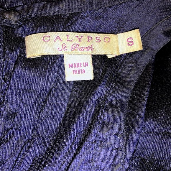 Calypso St. Barth Silk Embellished Sleeveless Midnight Blue Dress Size S - Picture 10 of 12